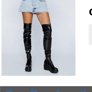 Nasty gal 
Patent Wedge Thigh High Boot size 9 NWT
